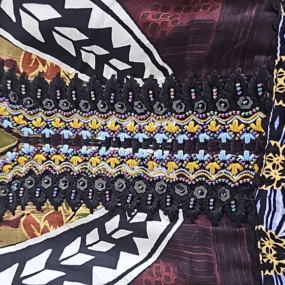 NWOT Anthropologie FALL BOHO Bhanuni by Jyoti Patterned Maxi SKY Dress - Picture 7 of 9